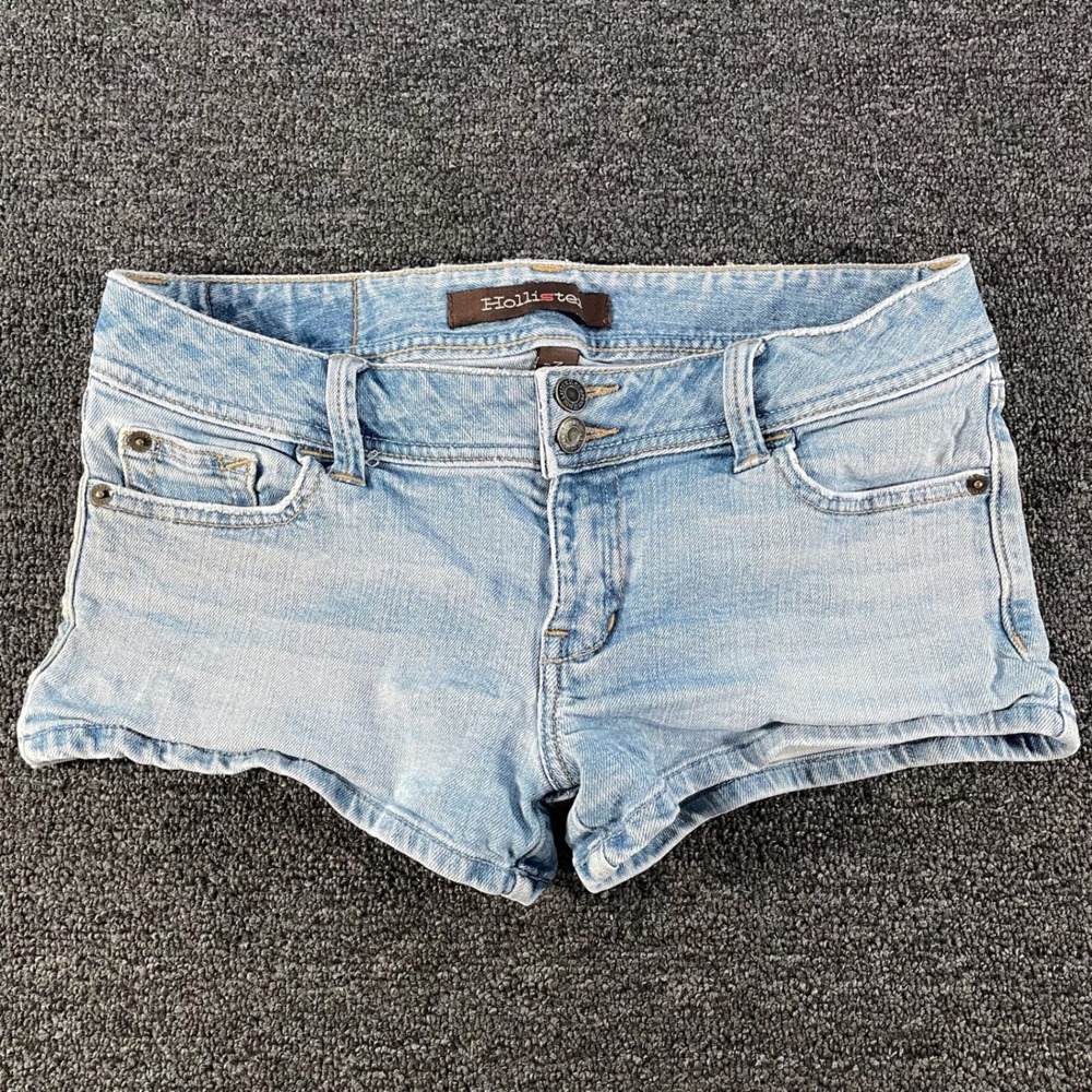 Hollister Denim Short Shorts Womens 7 Light Wash Blue Low Rise Double Button